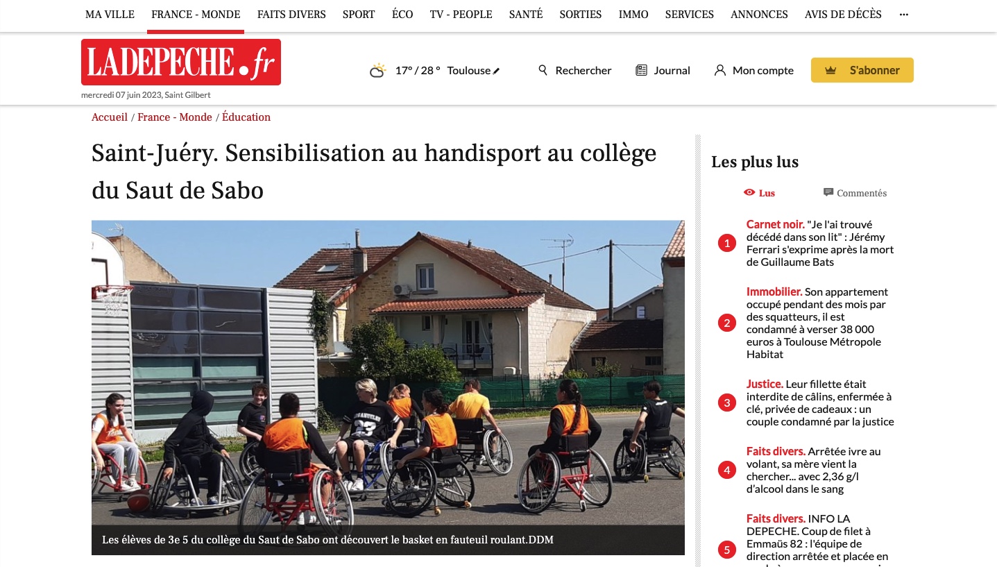 Sensibilisation au collège du Saut de Sabo à Saint Juéry Comité